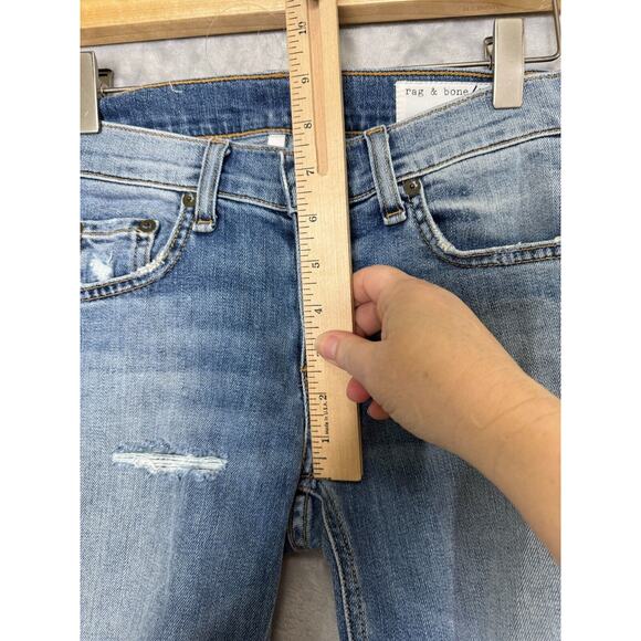 Rag & Bone Dre Jean Womens 24 Carter Blue Distressed Cut Off Crops Stretch Low - Picture 10 of 11